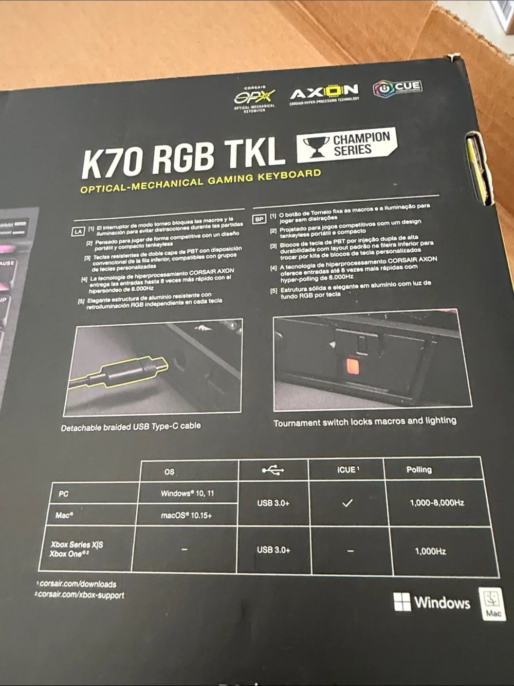 Corsair K70 RGB TKL Mechanical Gaming Keyboard - Black with RGB Lighting